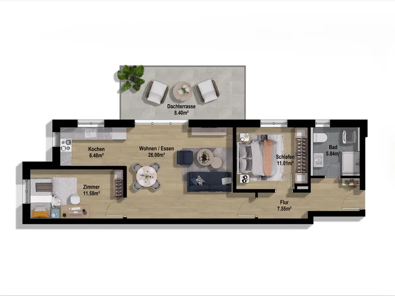 Hochwertige Neubauwohnung mit großer Terrasse im 1. Obergeschoss mit Aufzug!
