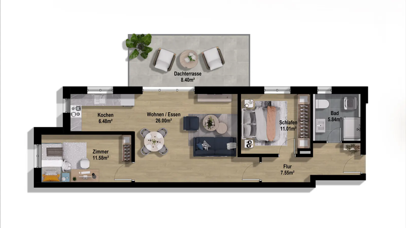 Hochwertige Neubauwohnung mit großer Terrasse im 1. Obergeschoss mit Aufzug! - Bild 14