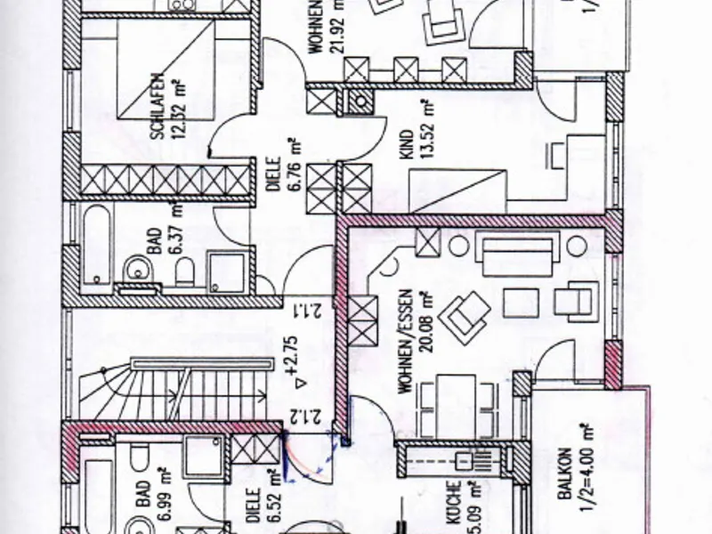 Gut geschnittene 3-Zimmer-Wohnung mit Balkon fußläufig zum Hauptbahnhof